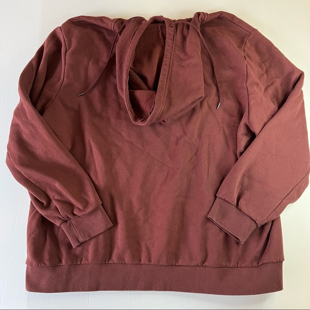 Men’s Hoodie Size XL Color Block Grey/Maroon‎ Mock Neck Hooded Sweatshirt - Picture 4 of 4